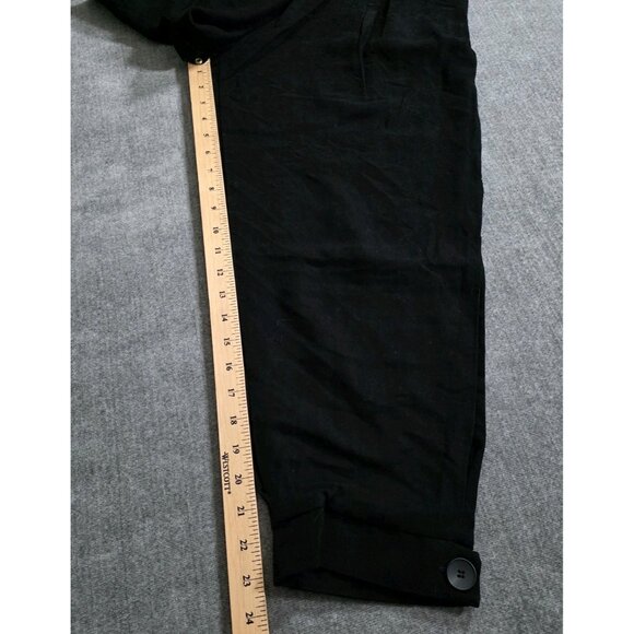 Zara Pants Womens M Black Balloon Cropped Button Hem Pleated Pockets Grunge Goth - Picture 7 of 16
